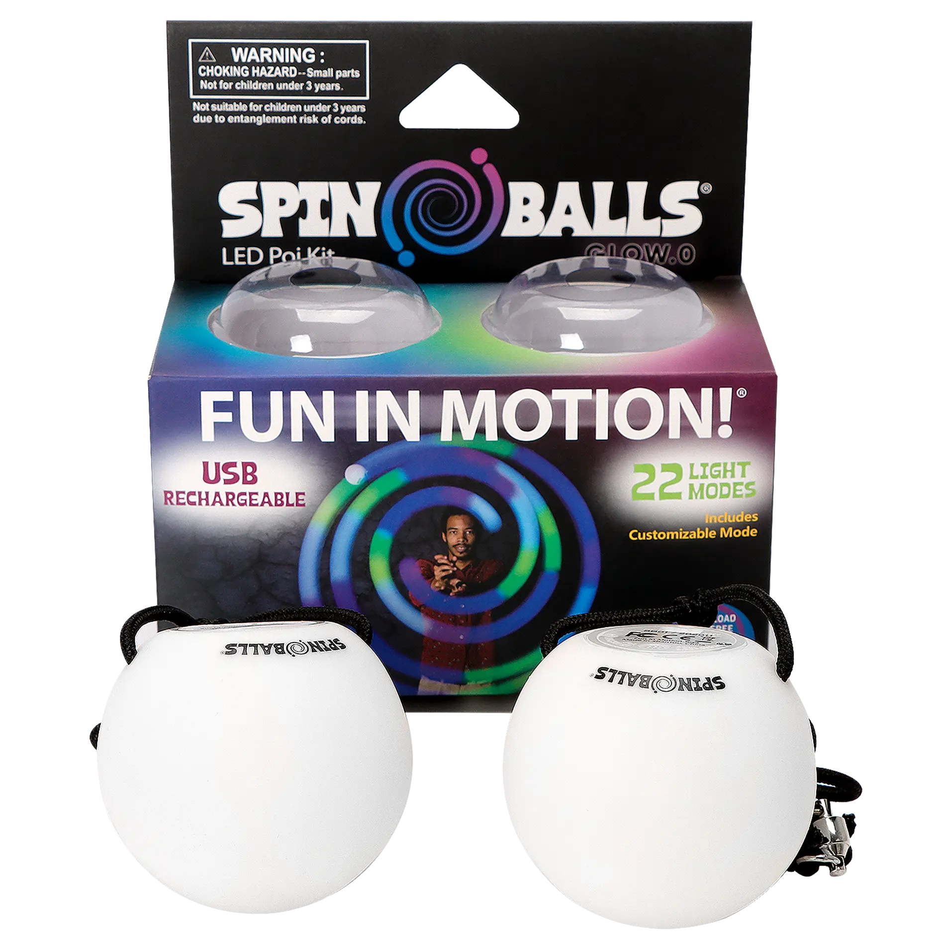 Spinballs Glow. 0 LED Rechargeable Poi Set R9