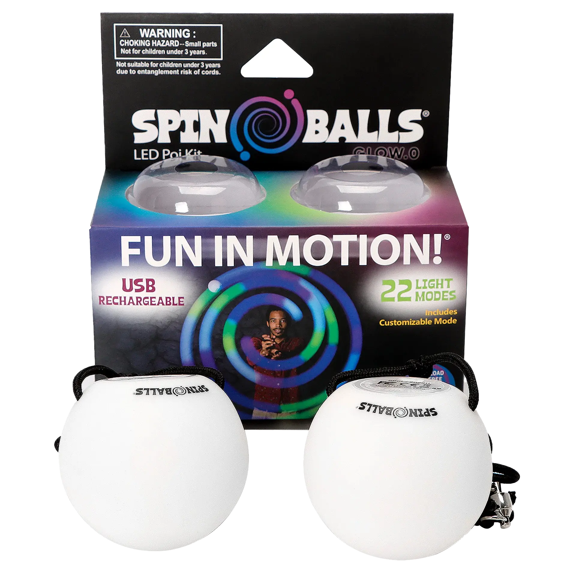 Spinballs Glow. 0 LED Rechargeable Poi Set R9